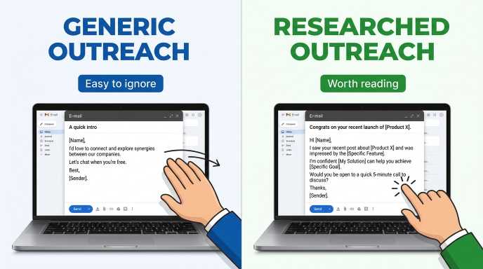 difference of bad & good cold email